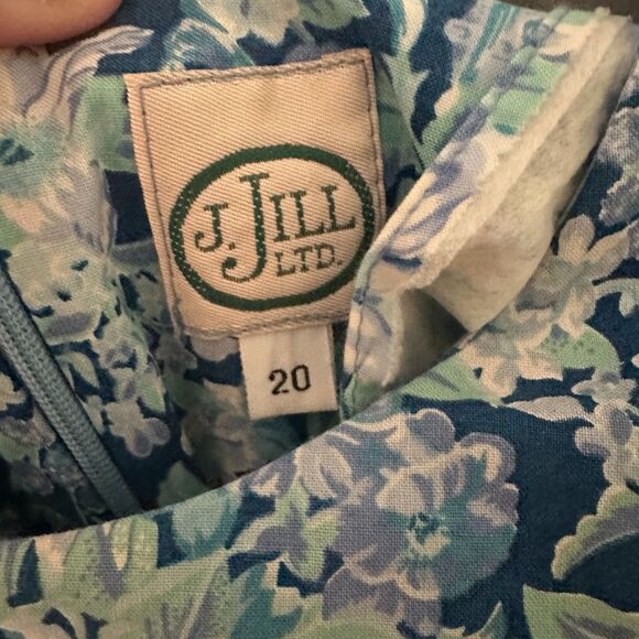 J. Jill Vintage 90's Blue Floral High Neck Belted Cottagecore Maxi Dress Size 20 - Picture 7 of 7